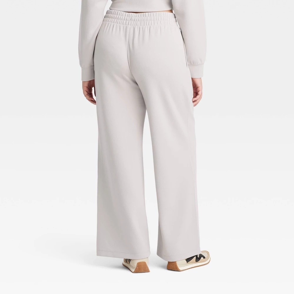 All in Motion Airy Sleek Ribbed Wide Leg Pants Cream XL NWT - Picture 5 of 16